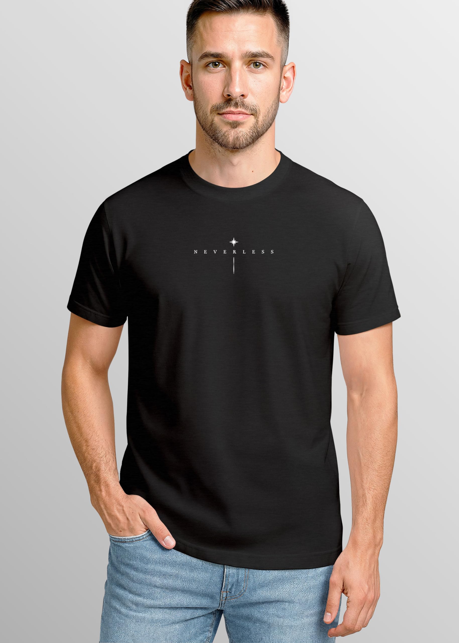 Neverless Maglietta da uomo Backprint Sole Luna | Maglietta grafica spirituale | Stampa astrologia Design Fashion Streetstyle