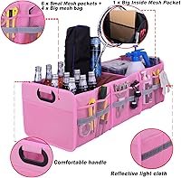 Vista 3 de Homeve Organizador plegable grande para maletero con múltiples bolsillos, organizador de almacenamiento de 3 compartimentos para automóvil, SUV