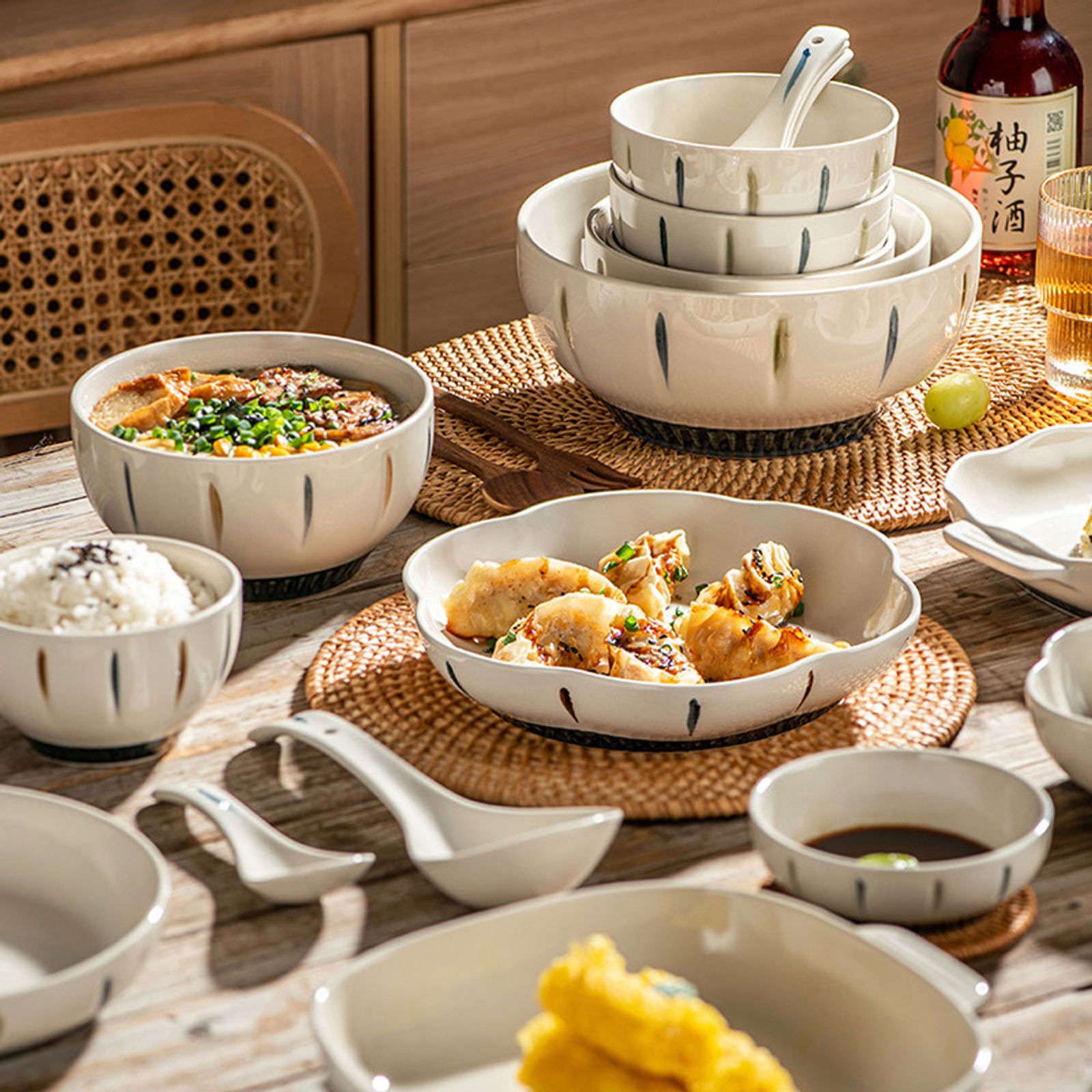 talerz obiadowy, Podzielone talerze obiadowe, talerz Diet Control, zestaw 4, japońskie białe okrągłe ceramiczne na przystawki i desery, sałatki makarony(7inch circle)