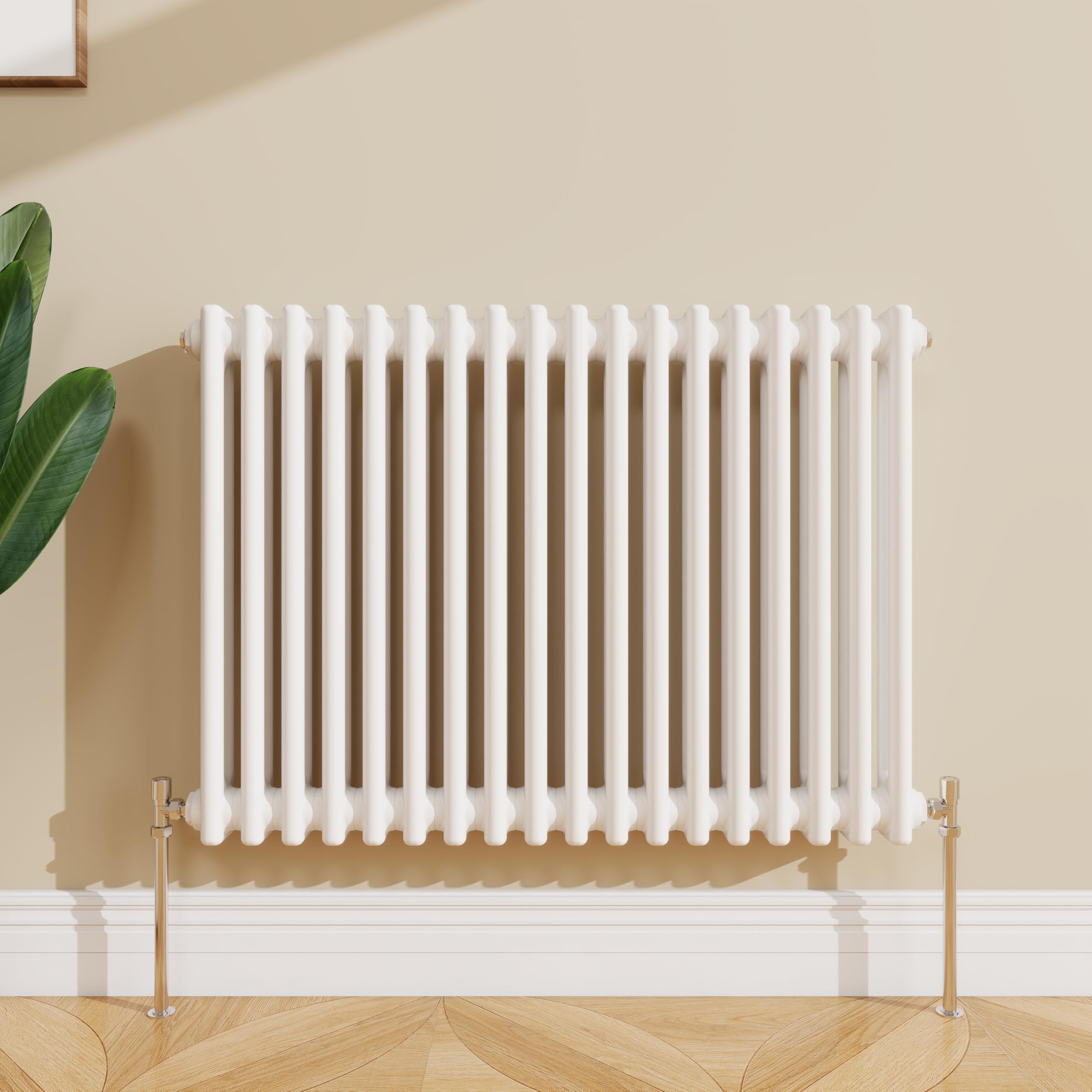 SLINE SANITARY 600x830mm Cast Iron Style Traditional 3 Column Horizontal White Central Heating Radiator
