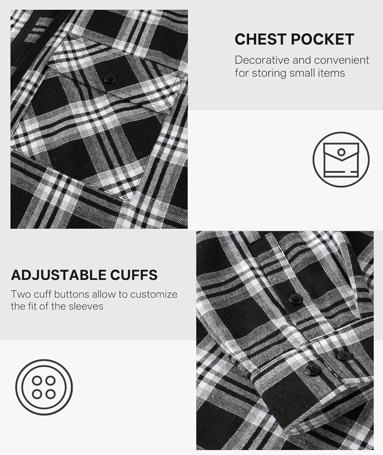 Hooded Flannel Shirt for Men Spring Casual Zip Up Plaid Hoodie Stylish Long Sleeve Plaid Shirts with Pocket - Image 5
