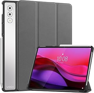 For Lenovo Yoga Tab Plus ケースLenovo Yoga Pad pro 12.7 カバー 【Kibnco】軽量 薄型 耐衝撃 傷防止 PU レザー スマートカバー ハード 背面 三つ折り スタンド オートスリープ ウェイクアップ 機能 スマートケース (グレイ)