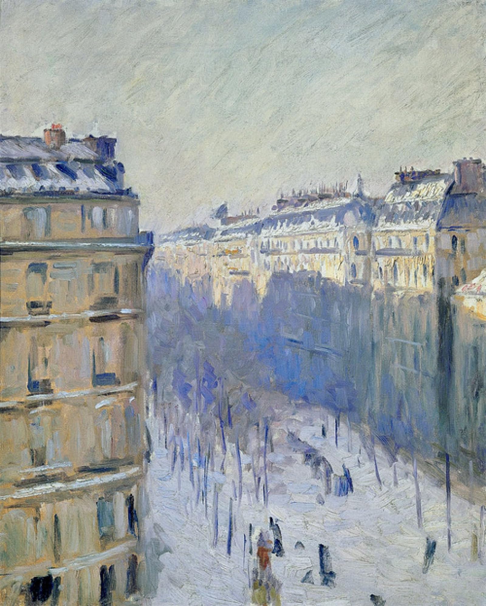 SERENDIPITP Abstract Painting Mural Print Picture Wall Decor Painting Boulevard Haussmann snow effect by Gustave Caillebotte Vintage Wall Artwork for Home Decor 60x90cm