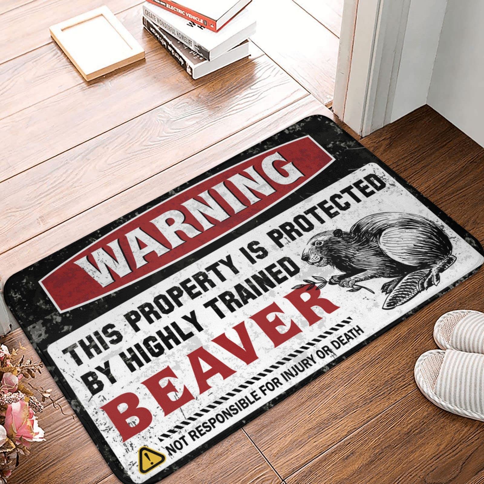 Tapis de porte intérieur entrée de maison humour castor pour un foyer joyeux