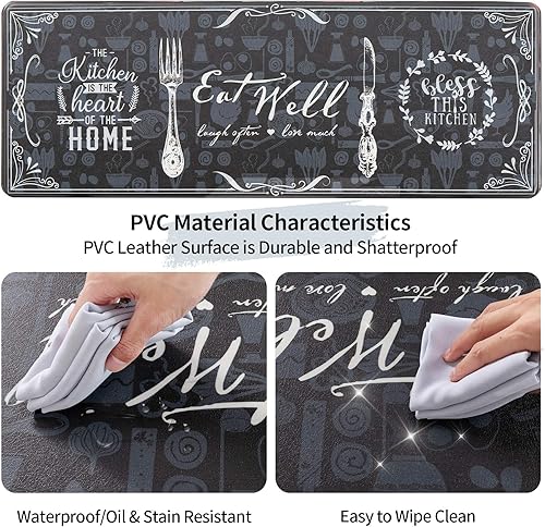 Miniatura 6 de Asrug Tapetes de cocina para piso, antifatiga, cómodo, tapete de pie para cocina, tapete de cocina, impermeable, resistente a las manchas,