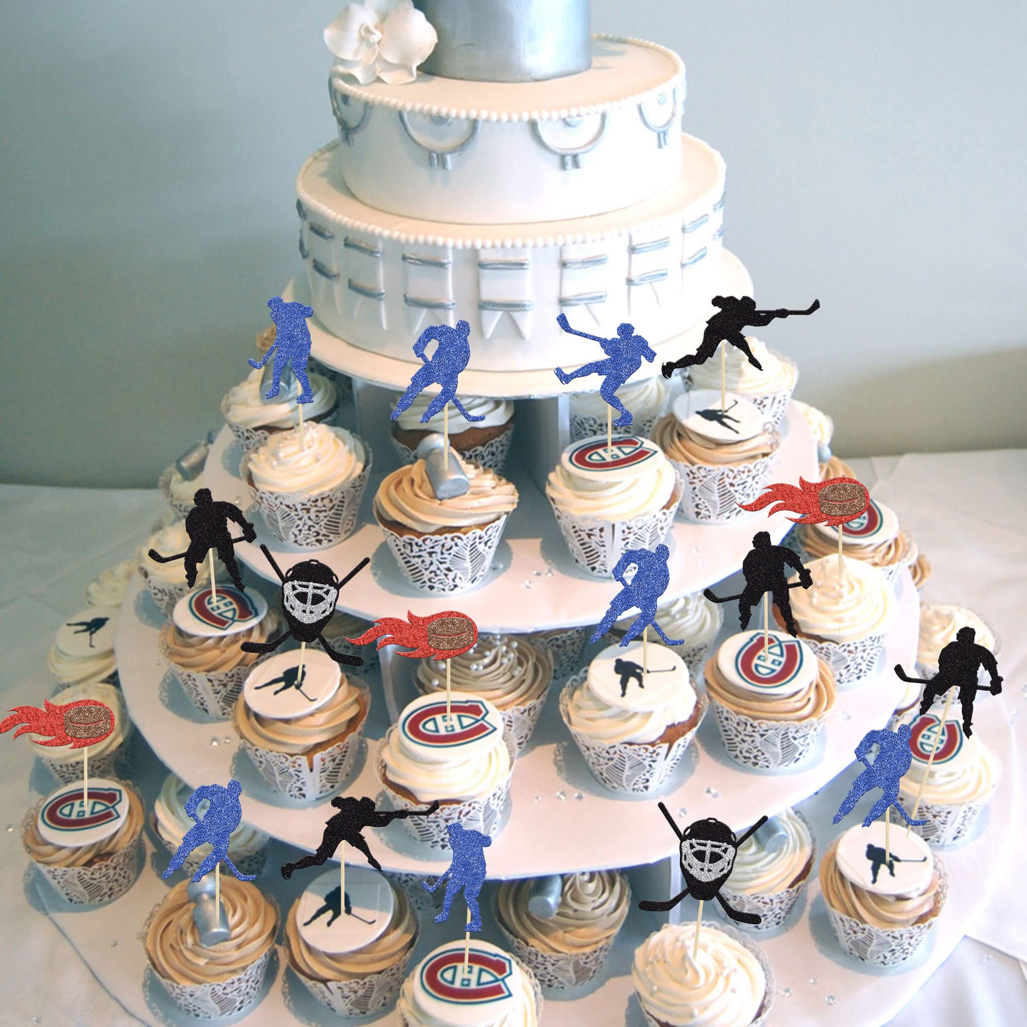 Gyufise Hockey-Kuchenaufsatz ‚Happy Birthday‘ – Glitzer-Eishockeyspieler Für Deine Sport-Party