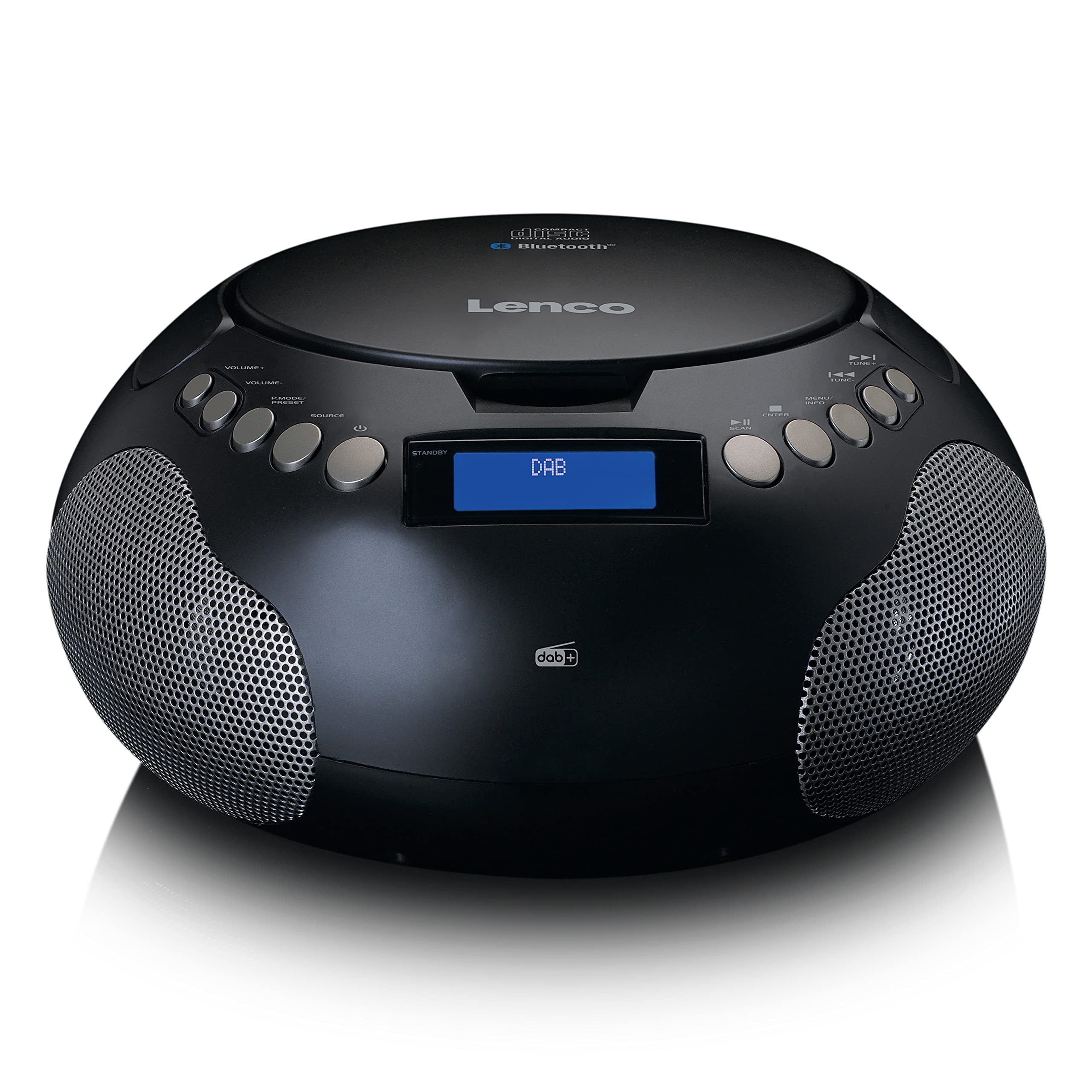 Lenco SCD-341 tragbares CD-Radio -CD-Player - DAB+ Radio - Bluetooth - Sender und Titelspeicher - Uhr - Stereo Lautsprecher - schwarz