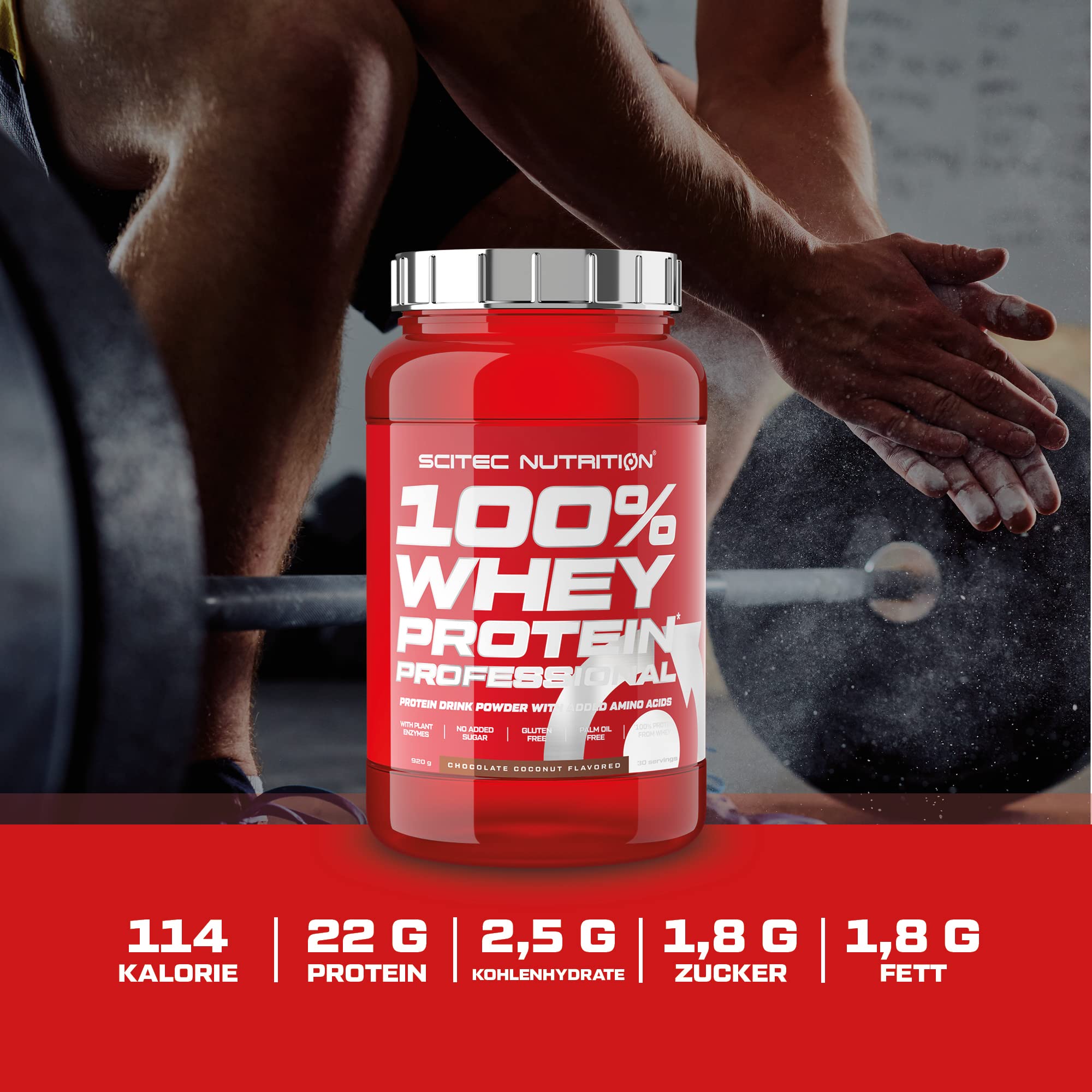 Scitec Nutrition 100% Whey Protein Professional - Molkenprotein-Komplex | Aus Konzentrat und Isolat - mit Verdauungsenzymen und zusätzlichen Aminosäuren - 920 g, Vanille