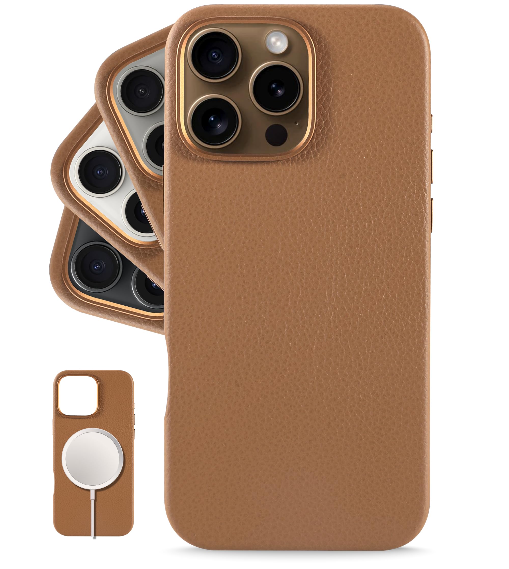 Coque iPhone 16 Pro Max LONLI Urban cuir véritable selle MagSafe