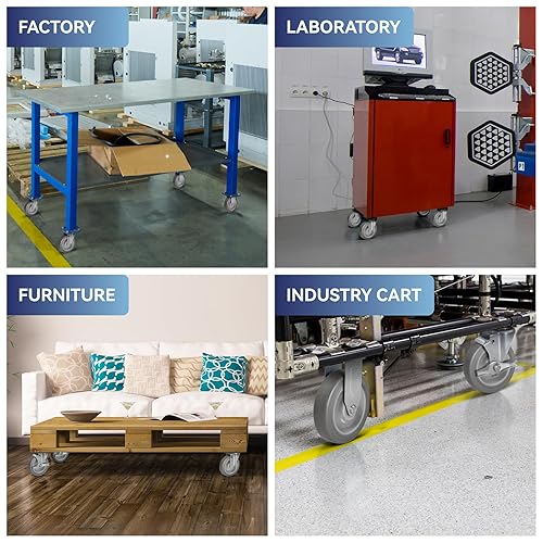 Miniatura 36 de Ruedas giratorias de 3.5 pulgadas, ruedas giratorias resistentes con freno, capacidad de carga de 1000 libras en total (2 frenos y 2 giratorios)