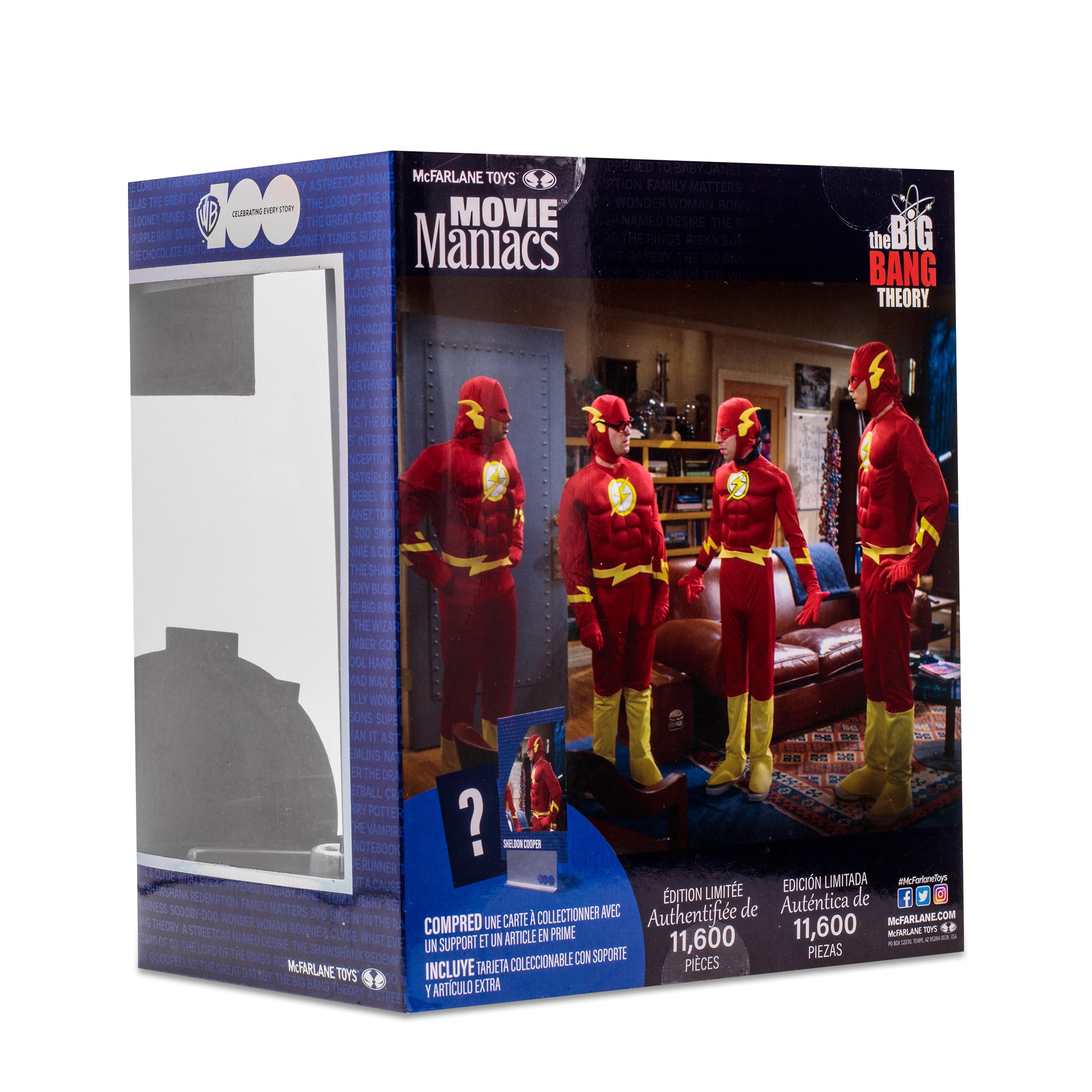 McFarlane WB 100: Sheldon Cooper (The Big Bang Theory) Movie Maniacs - Figura de Juguete de 6 Pulgadas | Movie Maniacs - Figura estática Wave 5 de 6 pulgadas, disfraz de Sheldon Cooper Flash de Big Bang Theory