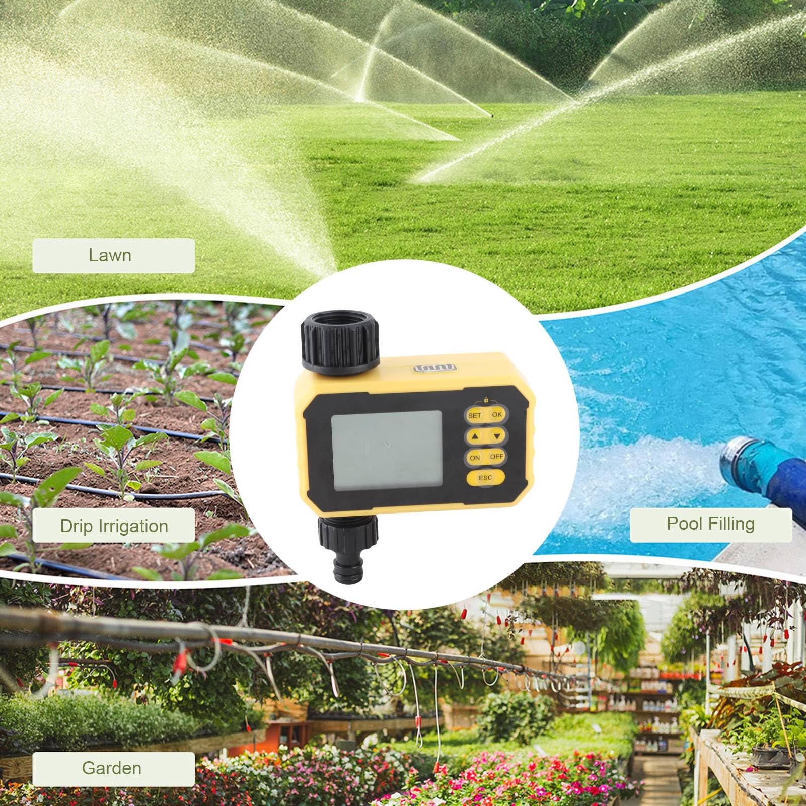 Timer di irrigazione solare automatico con sensore di pioggia per giardino, timer intelligente per cortile della villa, materiale ABS
