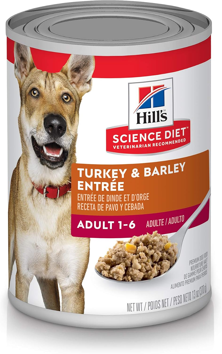 Hill's Science Diet Wet Dog Food, Turkey & Barley Entrée, Adult 1-6, 13 oz. Cans, 12-Pack