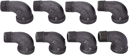 Vista 87 de PIPE DECOR - Codo de salida lateral de 1/2 pulgada, accesorios de hierro maleable negro para tuberías, pezones y accesorios estándar de 1/2 pulgada