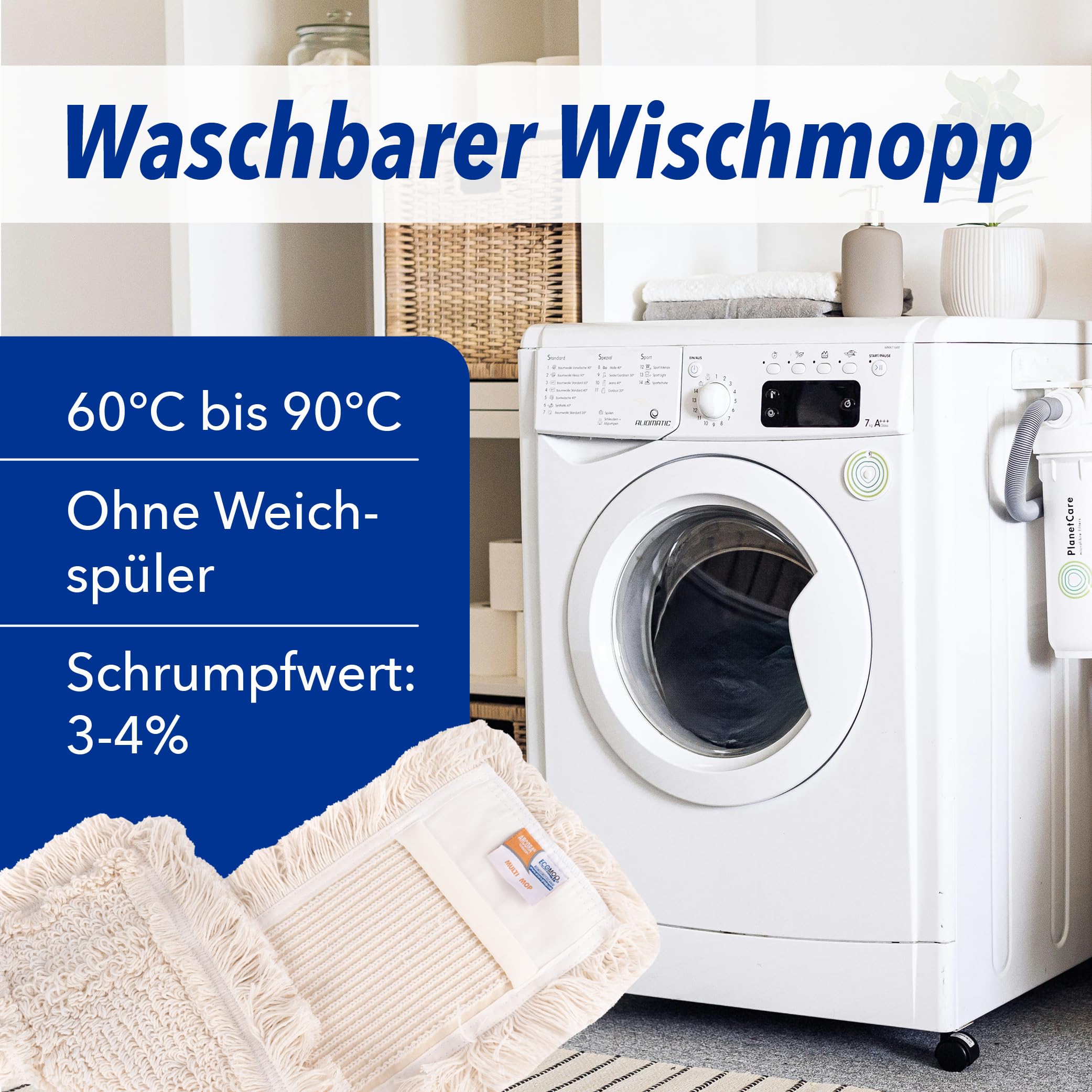 G.I.V. 10x Multi Mopp 50cm - Hochwertiger Baumwoll-Wischmopp + Polyester-Mix Bezug - für Industrie & Gebäudereinigung - Starke Saugkraft - Ersatzbezug Bodenwischer für alle gängigen Klapphalter (10x)