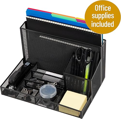 Miniatura 5 de Mind Reader Organizador de escritorio con suministros de oficina incluidos, archivo vertical, almacenamiento, metal, 12.5 pulgadas de largo x 9
