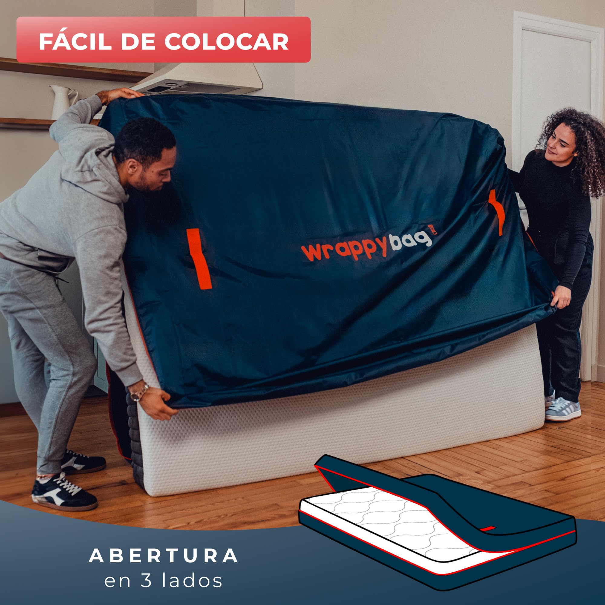 Wrappybag Bolsa Vacio Colchon, Funda Protectora Colchon en Poliéster Oxford
