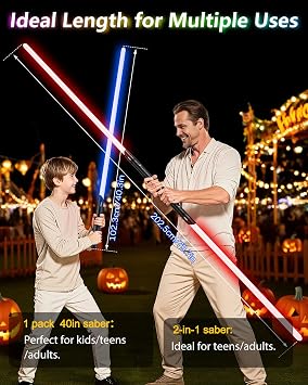 ANASABER Lightsaber, Double-bladed Dueling Light saber, 4 Sound Fonts, 20 RGB Colors FX Metal Hilt Light sabers 40inch Real Light Sabers 2pack for Adults/Kids Birthday Xmas Gift, Halloween Cosplay