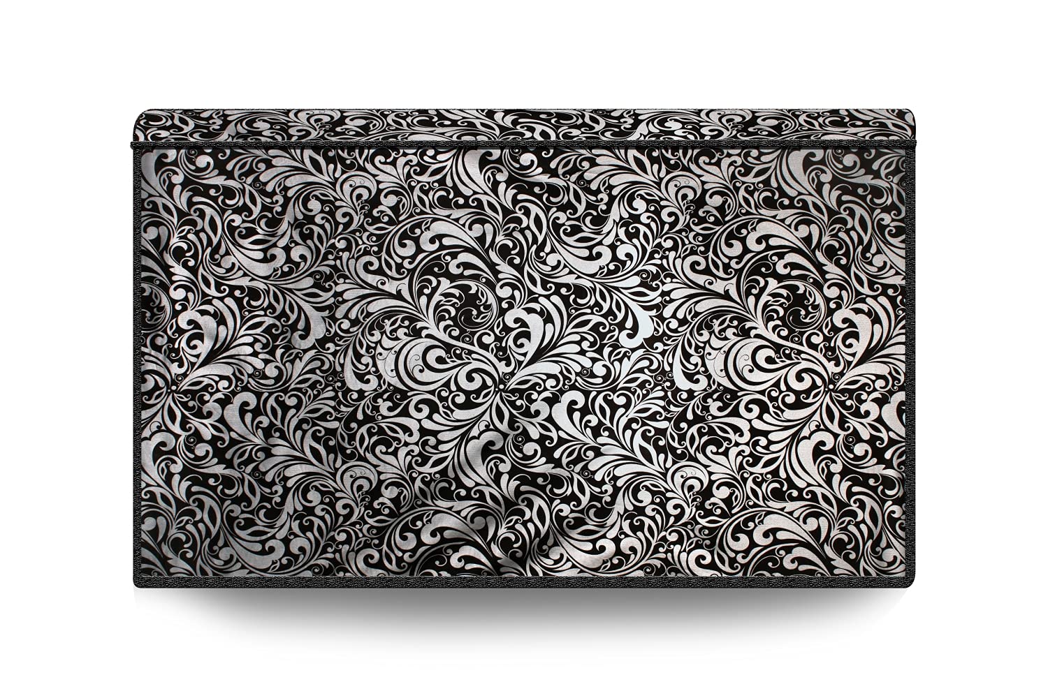 Sarvatapana LED TV Cover for 55 Inch LCD LED Monitor | PVC Dustproof Television Cover with Zip Lock | Wall Mount & Table Top | All Models | Black Flower Print