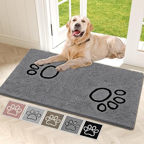 Miniatura 11 de Bcoimo Tapete súper absorbente para puerta de perro, 30 x 20 pulgadas, tapete antideslizante para patas fangosas, alfombras para mascotas para patas