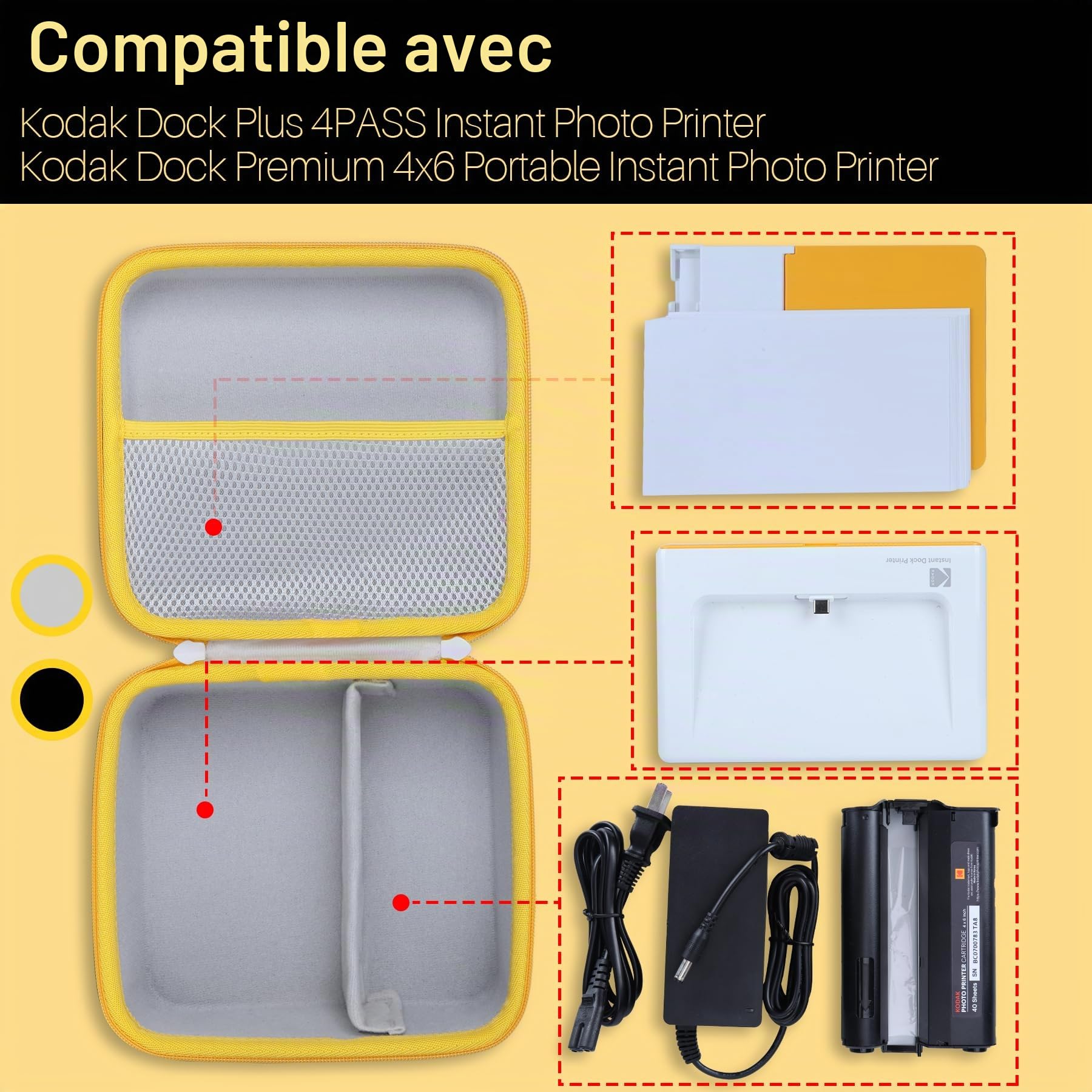 Lebakort Dur Étui Housse Cas Compatible avec Kodak Dock Plus 4PASS Imprimante Photo (Gris)
