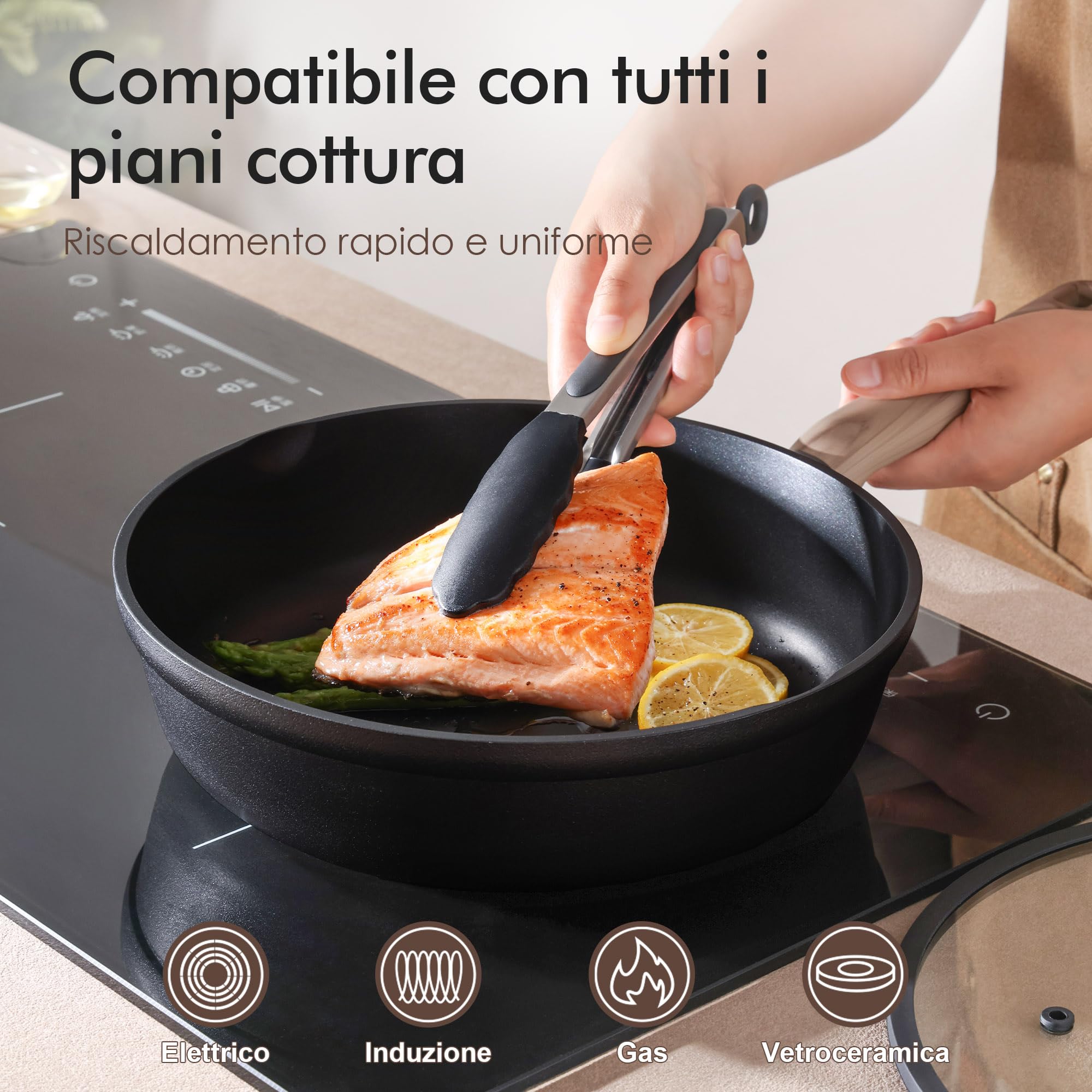 SENSARTE Padella Antiaderente 28 cm, Rivestimento Rinforzato al Titanio