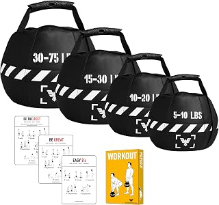 EliteSports Heavy Duty Kettlebell Sandbag - Adjustable Weight Sandbag for Cross Training, Strength Training, Functional Fitness & Home Gym (Unfilled)