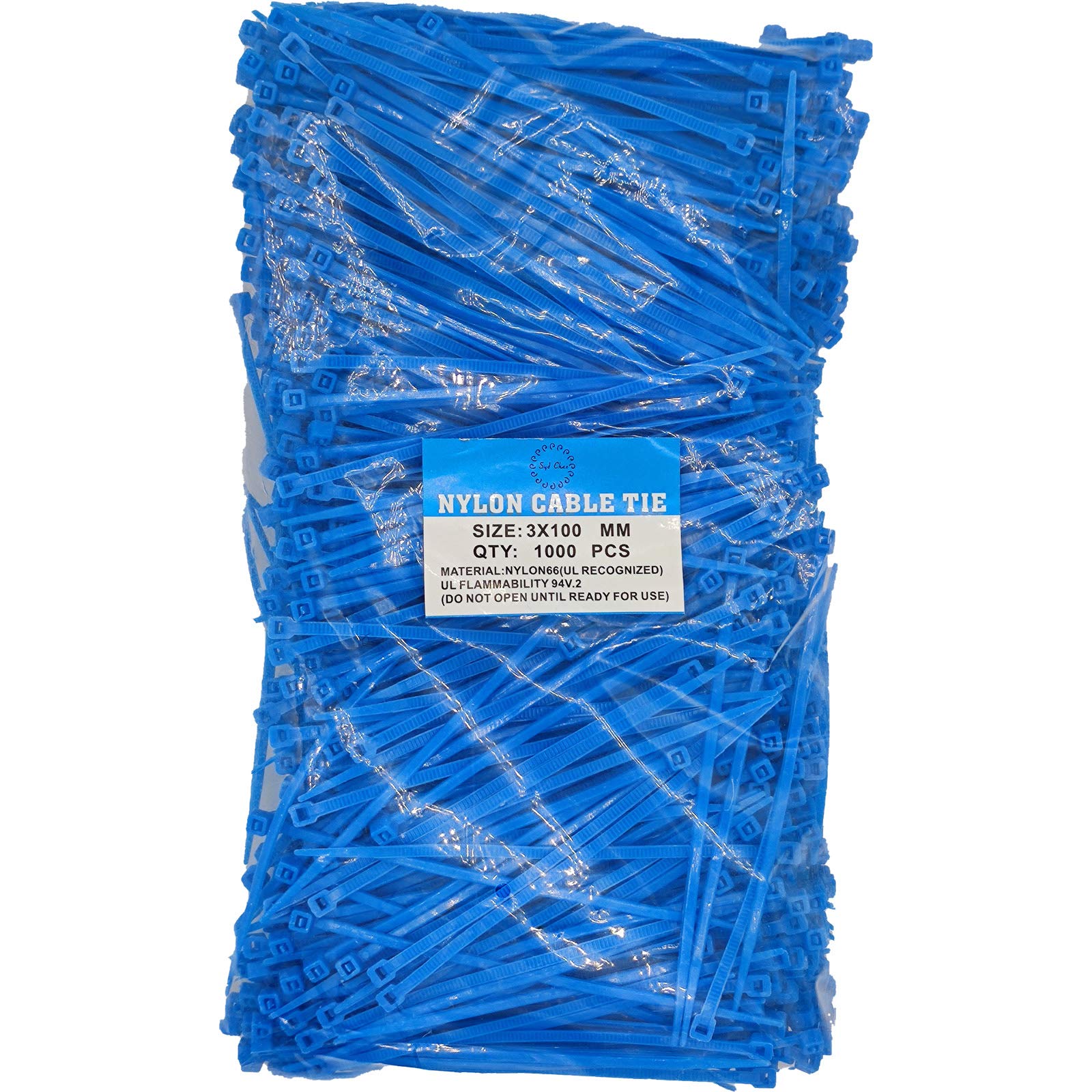 SYD 4 Inch length, 18lb Small size Self Locking Nylon Cable Zip Ties -1000 Piece (Blue)