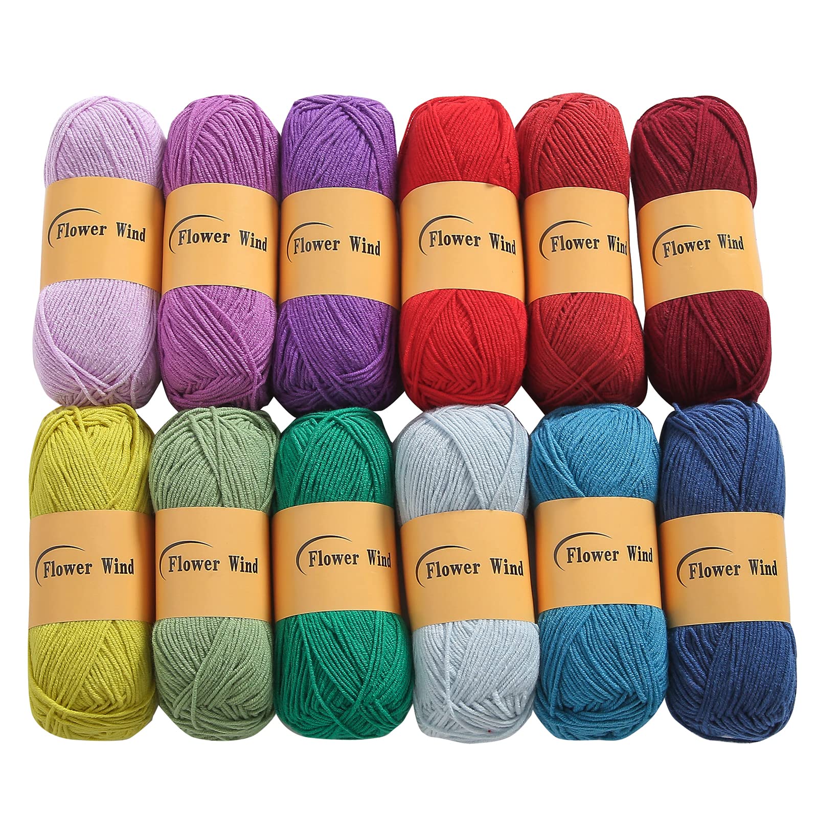 Amazon | Flower Wind 毛糸 編み物 绵糸12色セット 毛糸セット 糸  