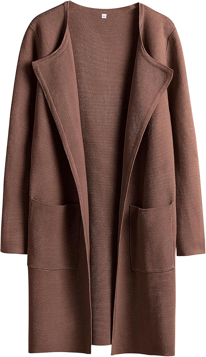 ANRABESS Women's Open Front Knit Lightweight Cardigan Casual Long Coatigan Sweater Lady Jacket Coat 2025 Fall Outerwear