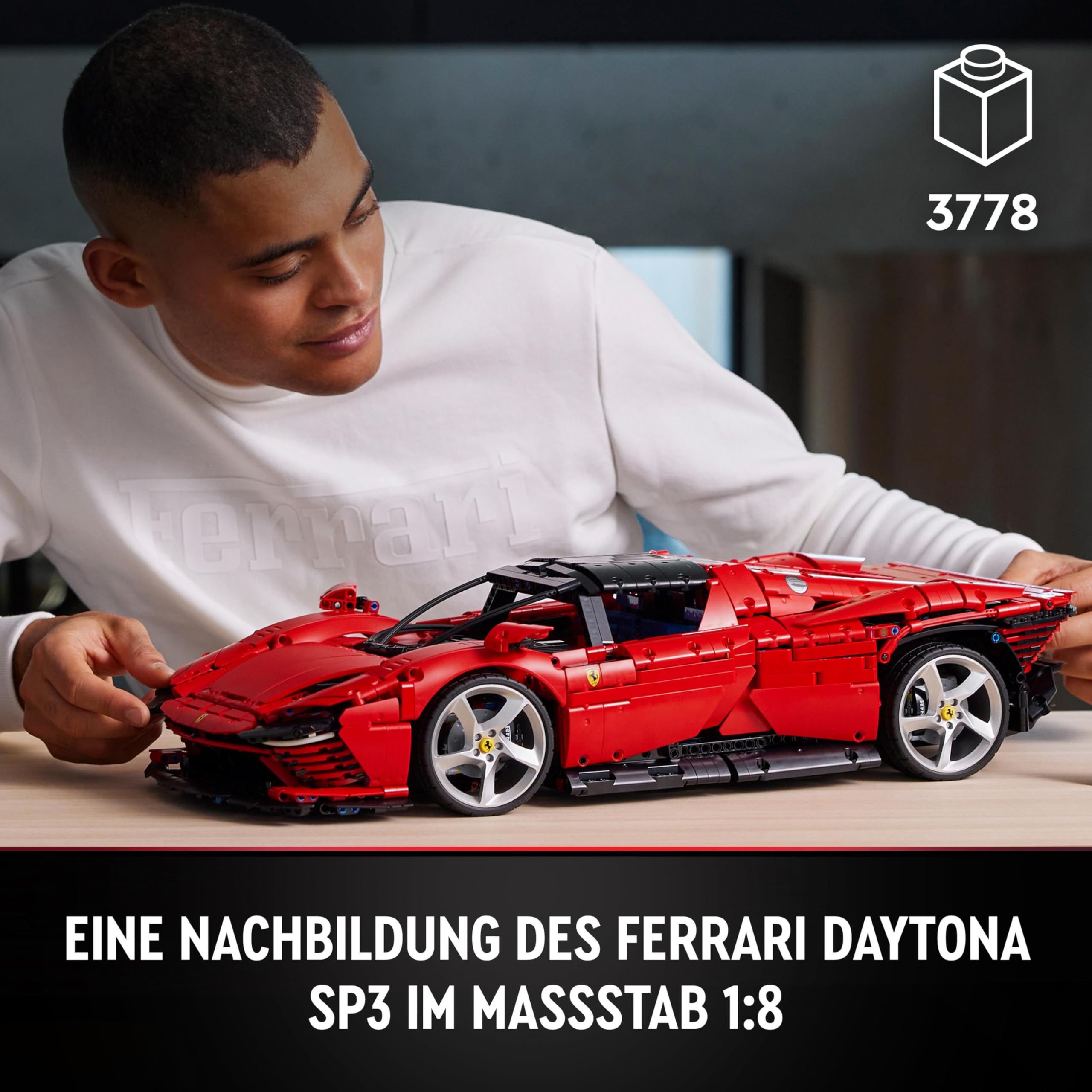 LEGO 42143 Technic Ferrari Daytona SP3 Modellauto-Bausatz im Maßstab 1:8, roter Super-Sportwagen, erweitertes Auto-Modell Sammlerstück, Ultimate Car Concept