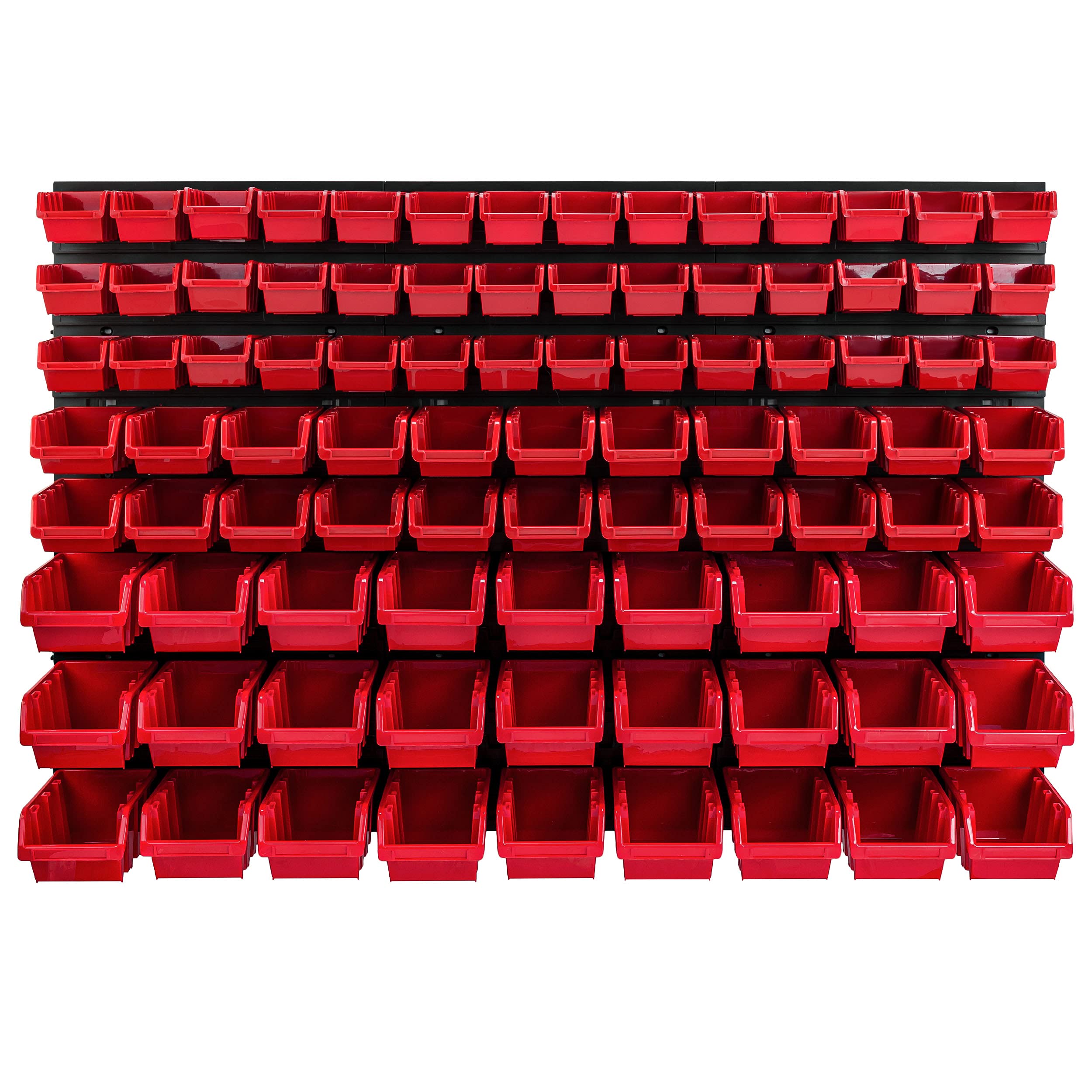 Panneau porte - outils 116 x 78 cm 91 boîtes de Rangement empilables en Plastique bacs a bec en rouge pour Garage, Atelier, Banc de traiavail, system murale modulable, crochets a outils, supports