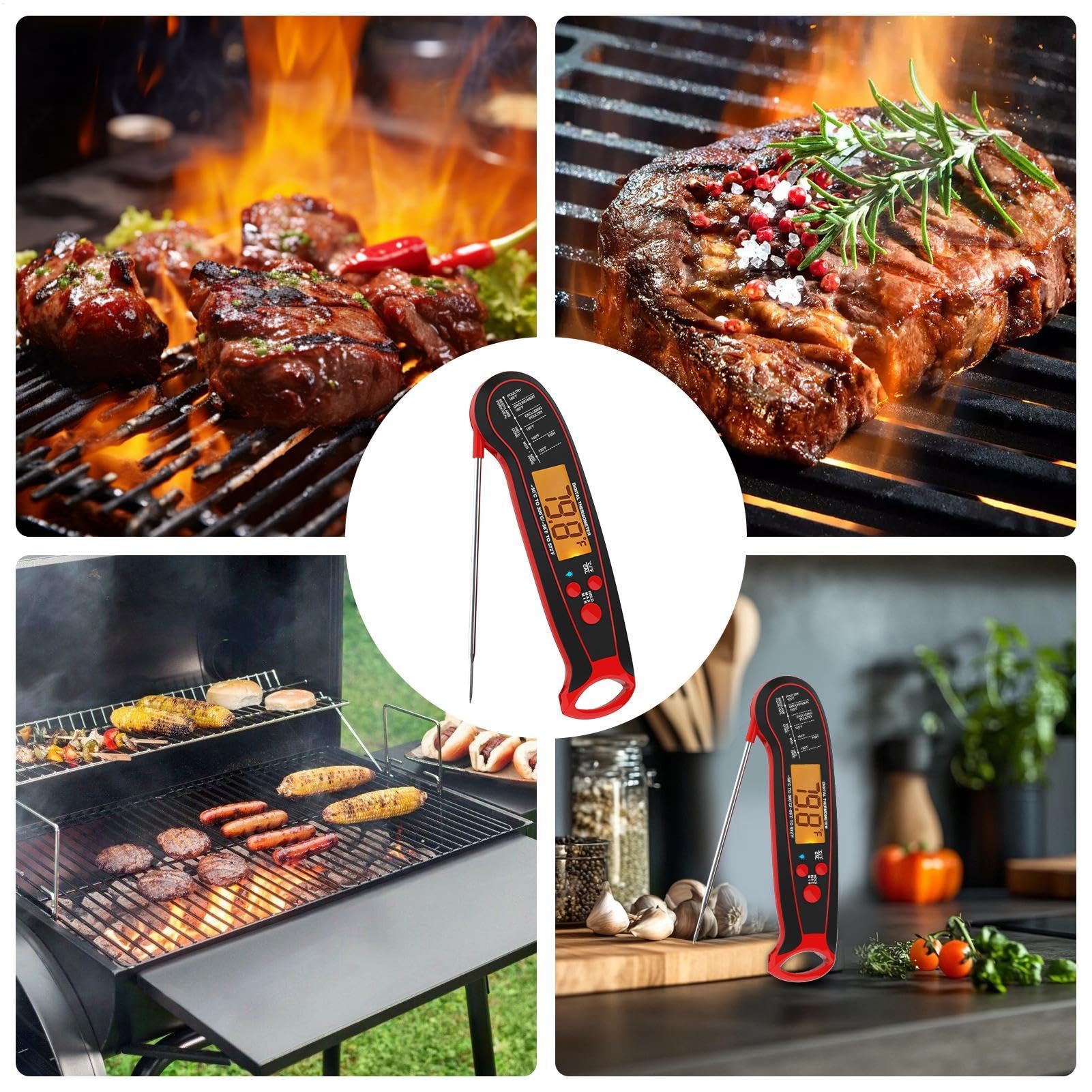 Termómetros De Lectura Instantánea Para Cocina Retroiluminación Y | Digital Para Termómetros Dulces Horno Parrilla Carne Temperatura Horneado Barbacoa Ahumador Asado