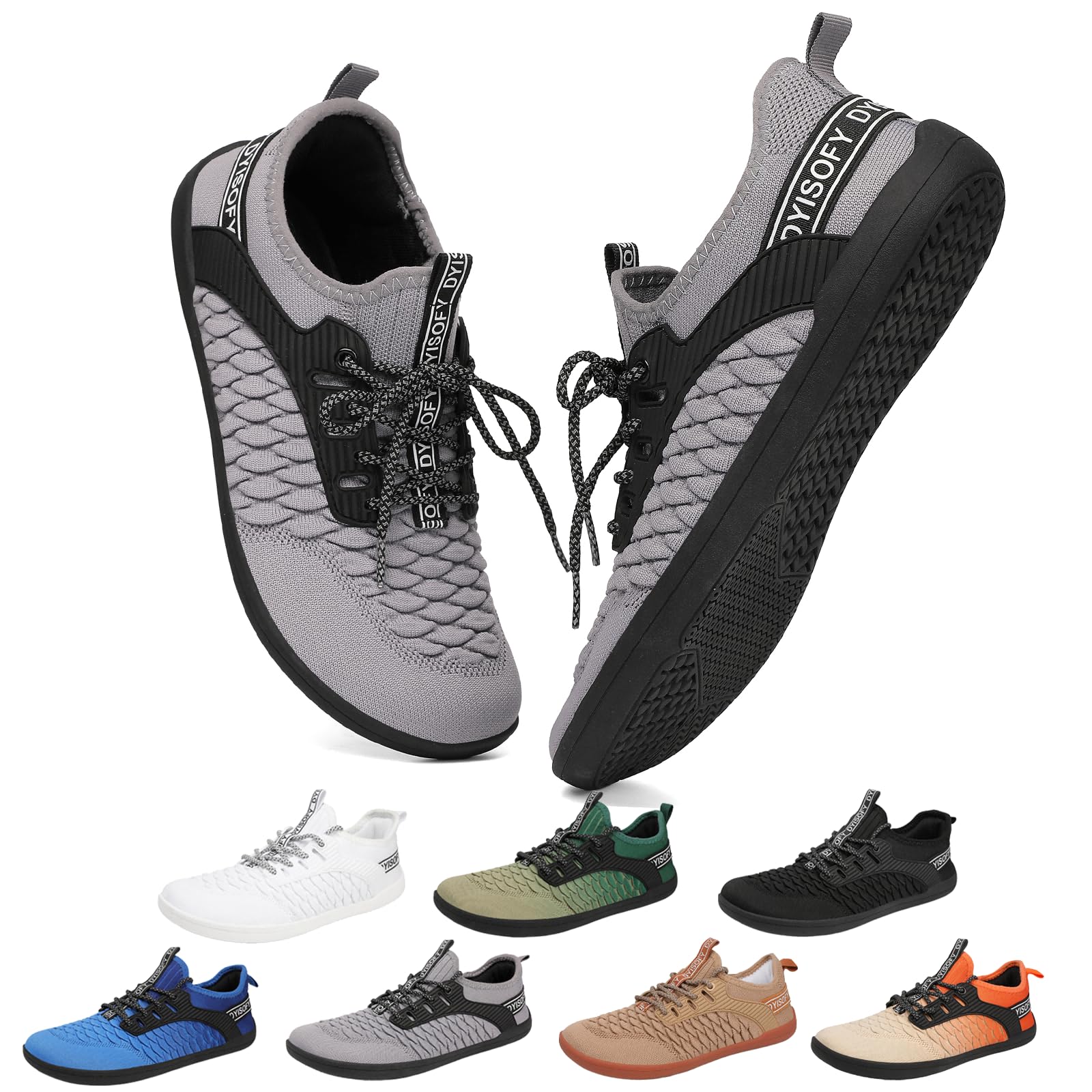 DYISOFY Barfußschuhe Damen Herren Frühling-Sommer Traillaufschuhe Fitnessschuhe rutschfest Zero-Drop Leicht Atmungsaktiv Breiter Zehenbox