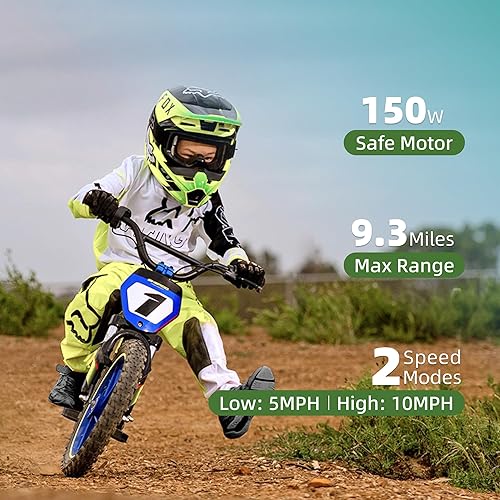 Miniatura 8 de Motocicleta eléctrica ligera para niños, motocicleta eléctrica de 150250 W de hasta 1012 MPH, batería desmontable de 24 V, bicicleta de equilibrio