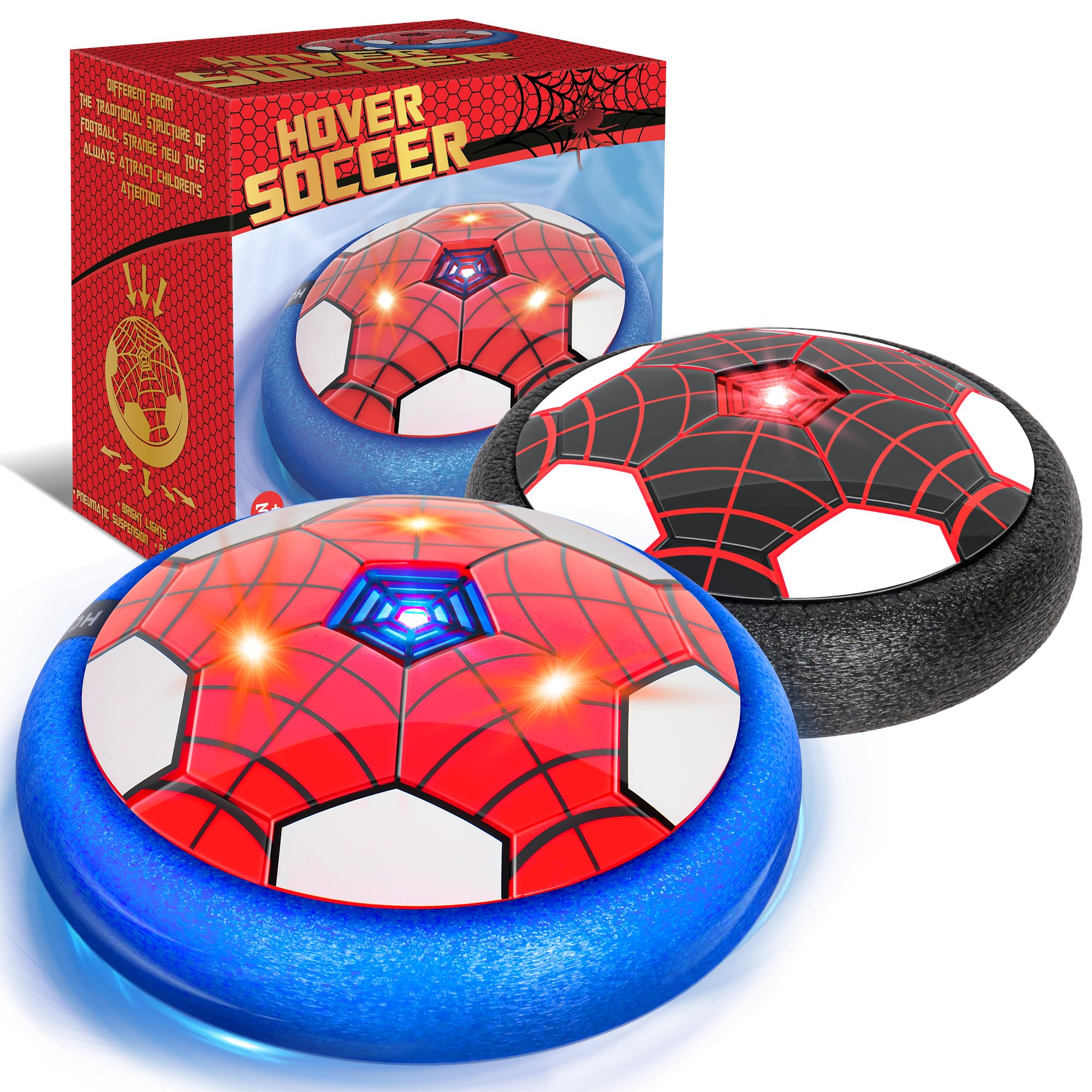 BESTVIVE Hover Soccer Ball, 2 Pack - Indoor Soccer Toys for Kids, Cool Sports Games for Boys and Girls, Birthday Gifts?Red and Black?