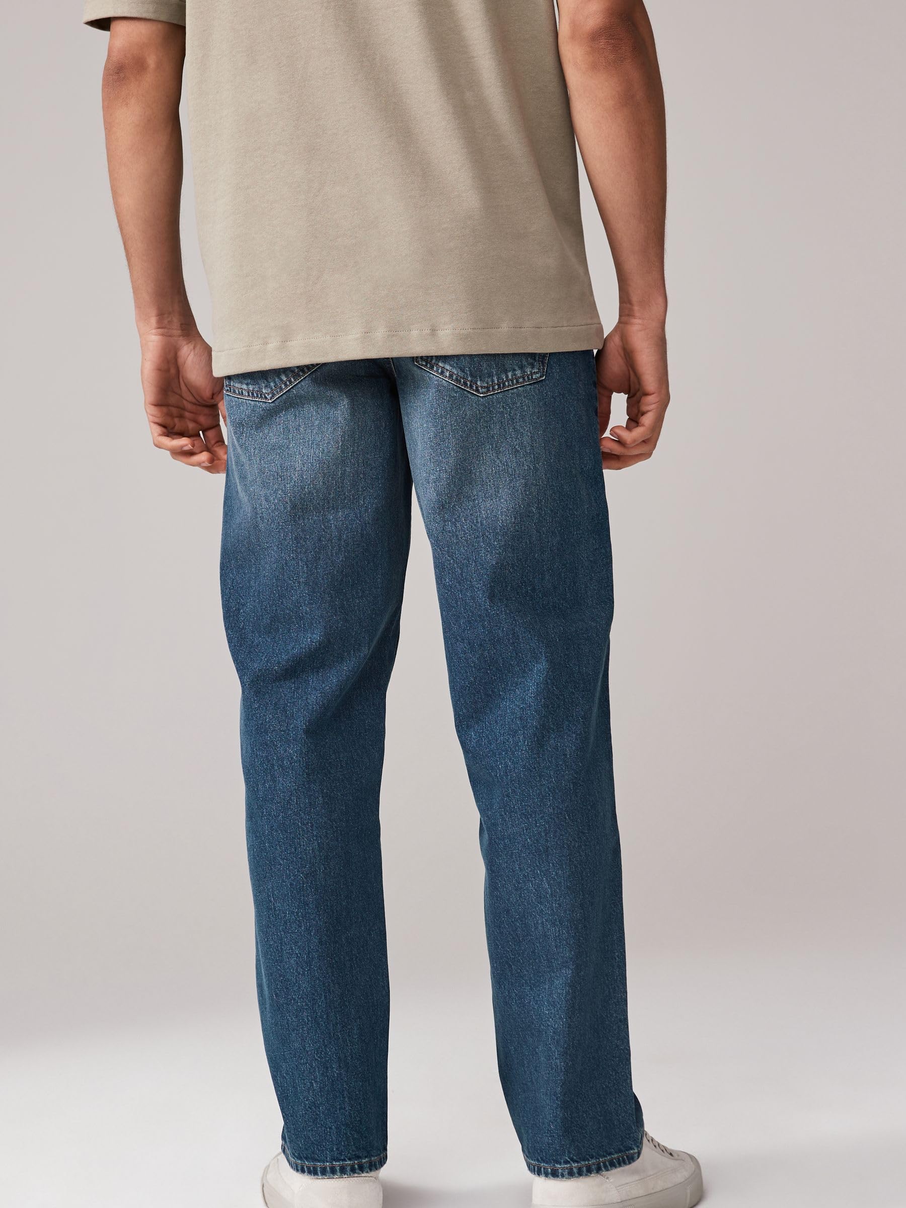 NEXT Mężczyźni Jeansy Authentic o luźnym kroju ze 100% bawełny