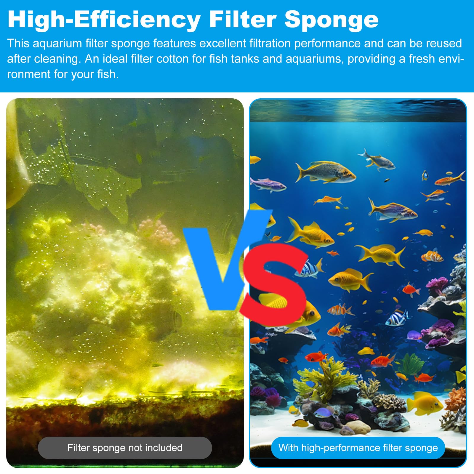 YAYODS 2 unidades de algodón filtrante para acuario 200 x 20 x 3 cm – Esponja de filtro espesada para acuarios – Material de filtro blanco – Filtro de fieltro para acuarios y estanques de peces
