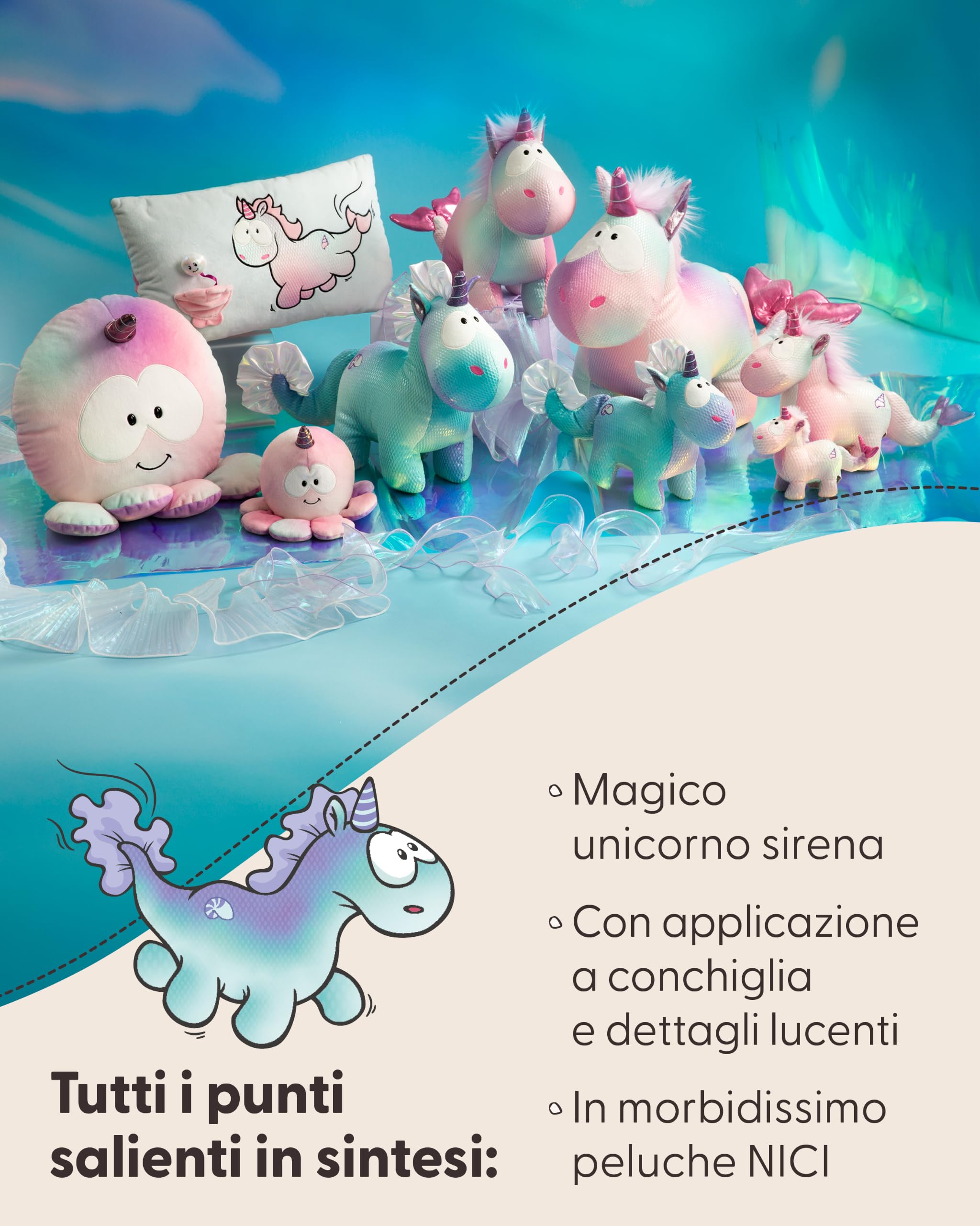 NICI Peluche Unicorno Nerina 45 cm - Morbido e Tenero, Idea Regalo | 63100
