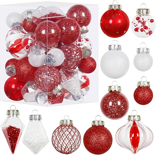 Miniatura 15 de Juego de adornos de bolas de Navidad, 34 piezas de plástico transparente inastillables para colgar en el árbol de Navidad, decoración de fiesta de
