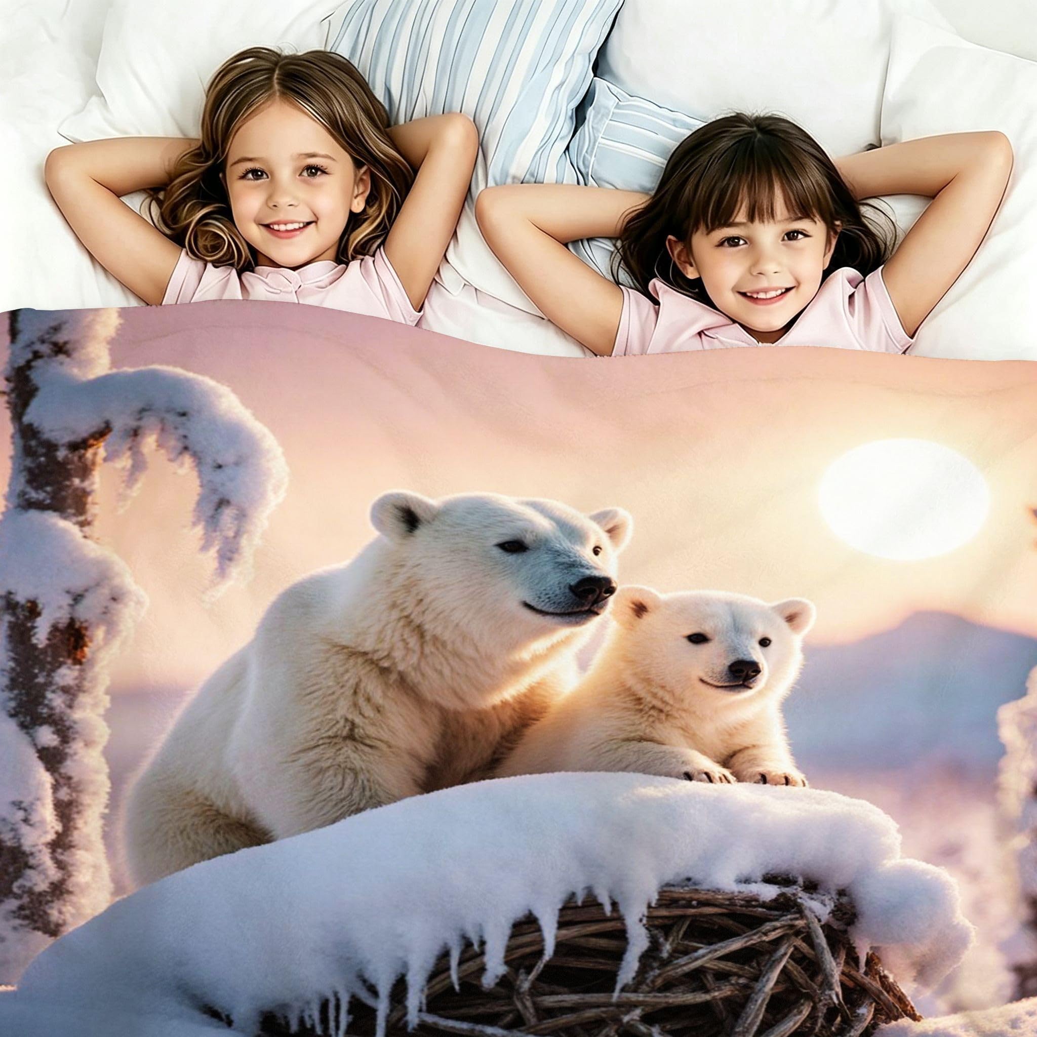 Mantas 3D 220x240cm Oso Polar 3D Franela Frazada para Cama 150-A339