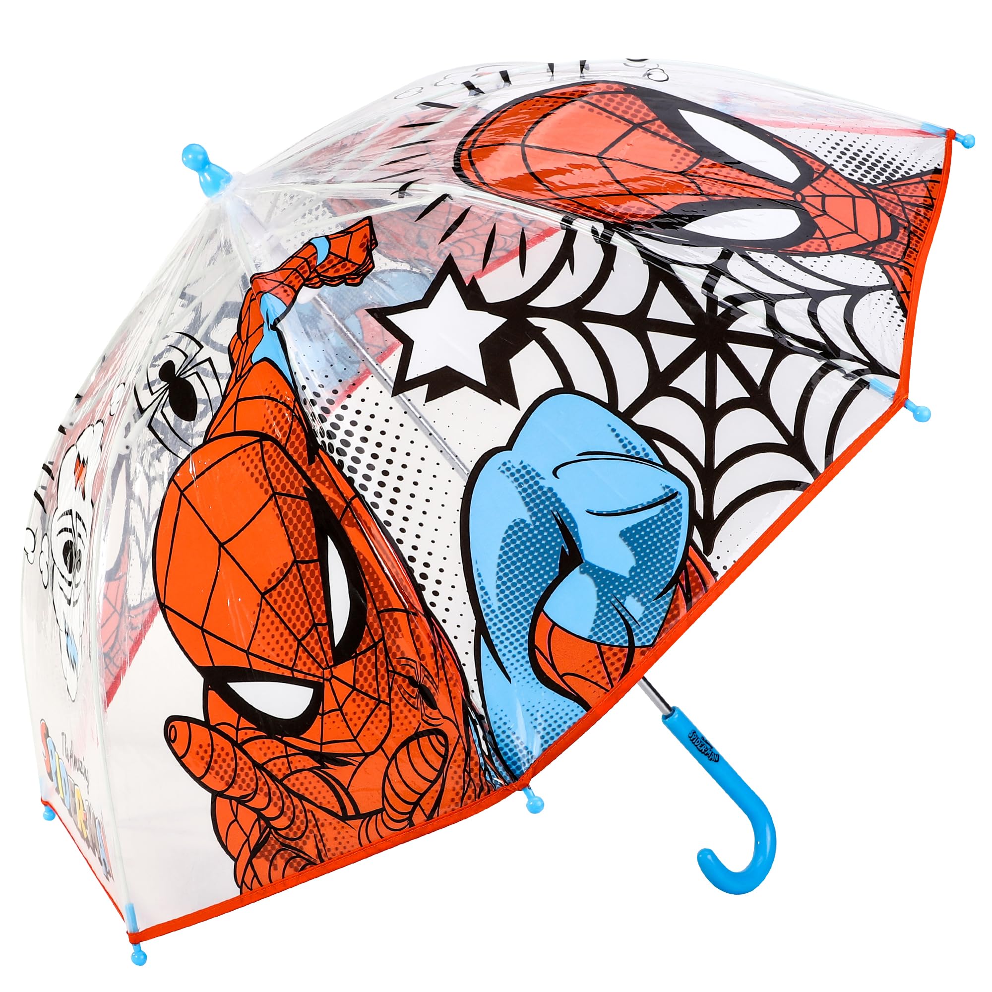 Marvel Spiderman Dome Umbrella for Kids Childrens Boys Girls Brolly with Safety Opening
