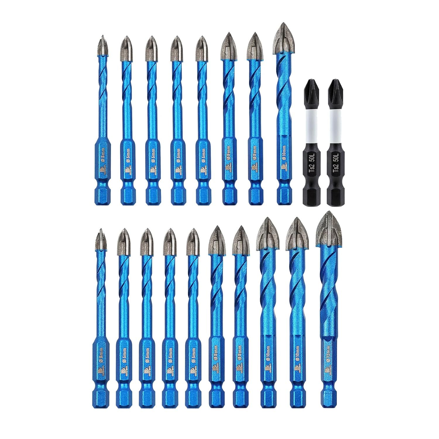 Masonry Drill Bit Set and 10pcs Carbide Tips Concrete Drill Bit Set