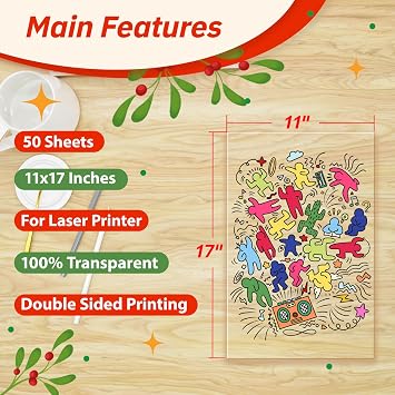 Uinkit Laser Transparency Film for Laser Printers & Copiers (50, 11x17)