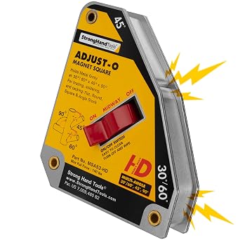 Heavy Duty, Adjust-O Magnet Square, On/Off Switches, Pull Force 140 lbs, 6" x 5-1/8" x 1-3/8", MSA53-HD, Strong Hand Tools