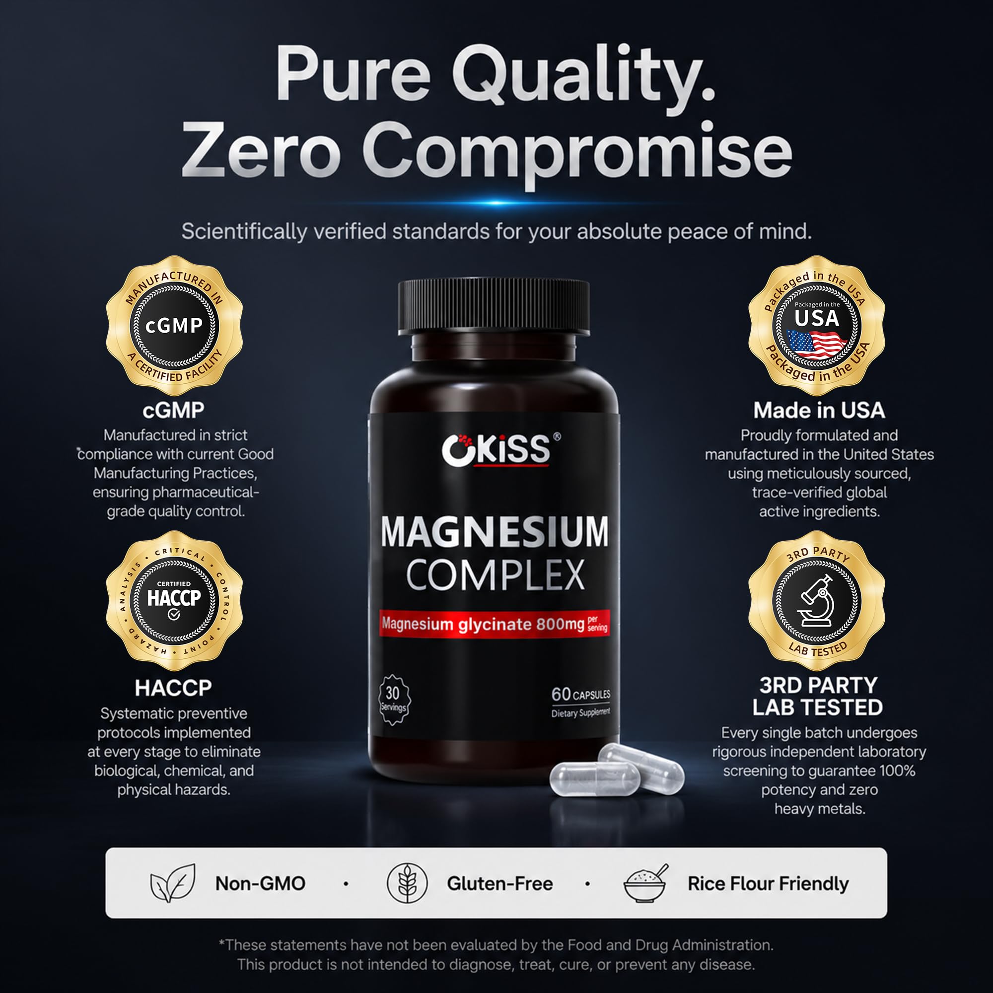 Okiss Magnesium glycinate 800 mg Ashwagandha Sleep aid Complex 60 Capsules — Amazon image 4