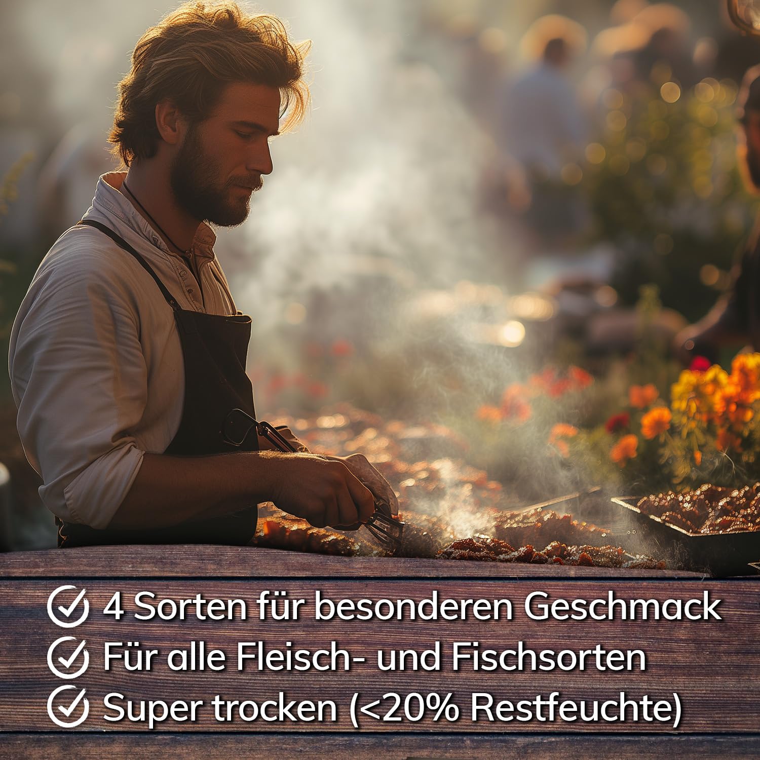 Landree® Starter Set Räucherschnitzel Kirsche, Apfel, Akazie, Buche, 4X 2 Liter für Smoker und Grill direkt vom BBQ-Holzhof