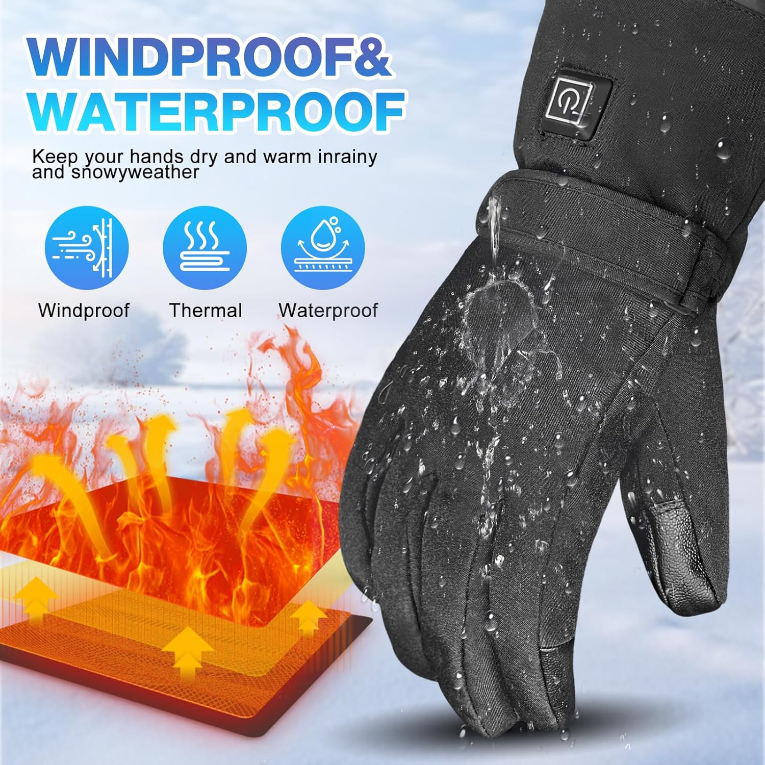 Heated Gloves for Men Women Heated Gloves Rechargeable with 3 Levels Temperature Control Heating Glove Women Men Suitable for Arthritis Raynaud's Alleviate Cycling Skiing (Black, L)