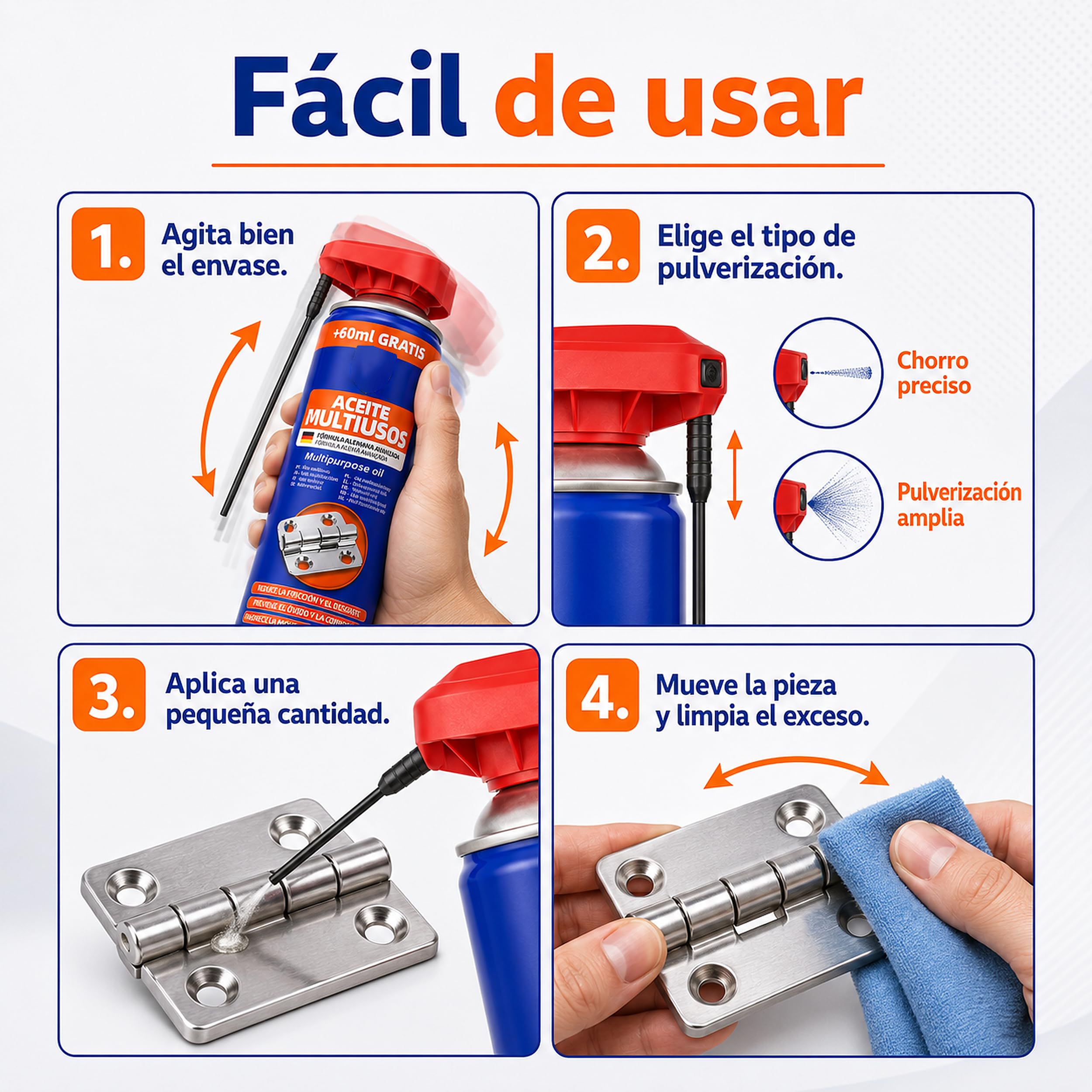 Aceite multiusos en spray 400 ml con doble acción, pack de 12
