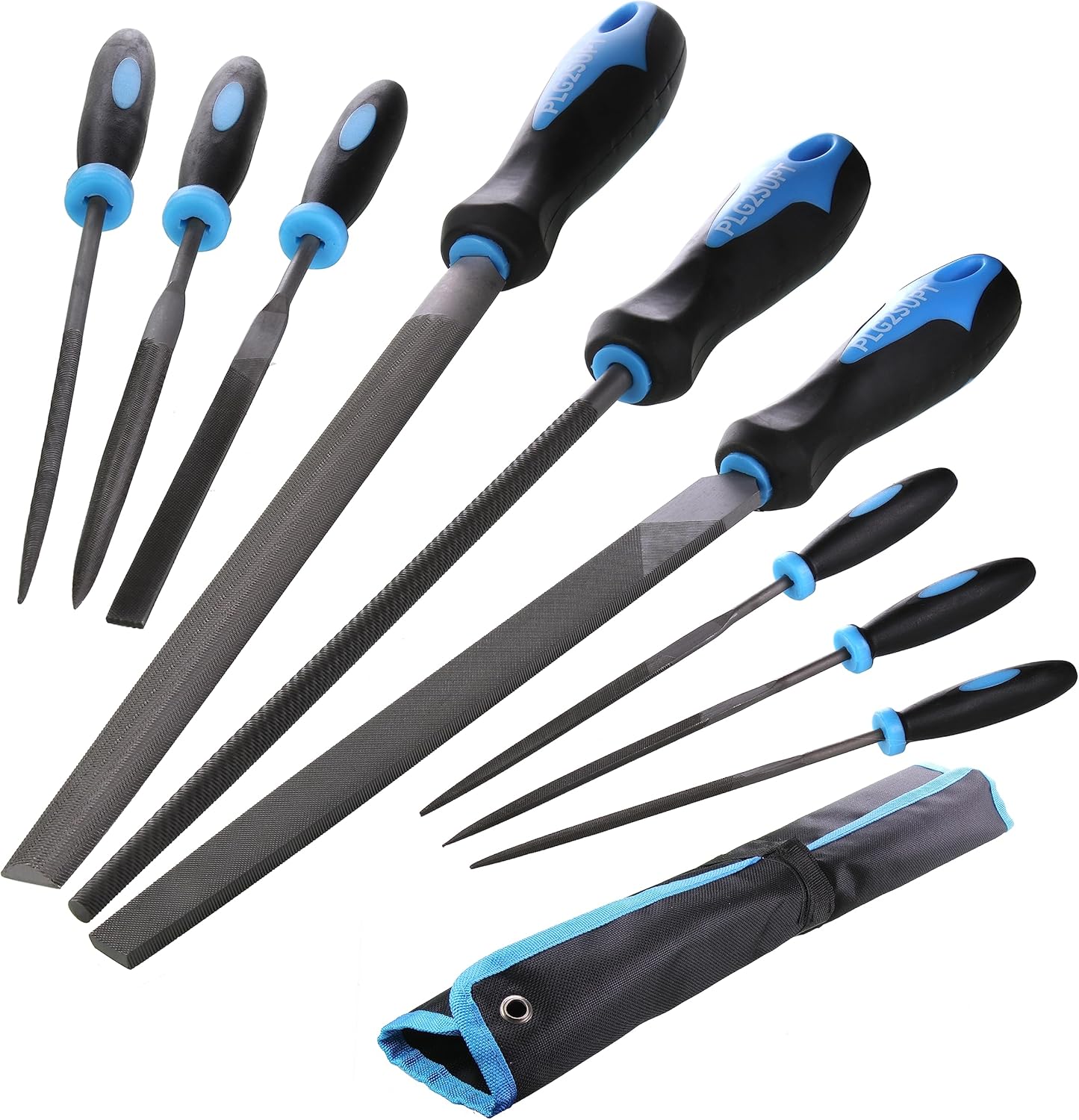 Plg2Sup 9PCs Metal File Set, Metal Files for Steel, 6 Needle Files and 3 Matal Files with Portable Bag